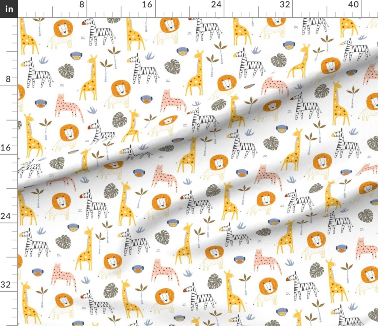 Whimsical Animals Scandi Kids Baby Playroom Jungle Leopard Giraffe Zebra Monkey Lion Palm Safari Zoo Novelty Hand Drawn Dots Nursery Nature Custom Printed Fabric by Spoonflower Various Fabrics by the Yard or Fat Quarter